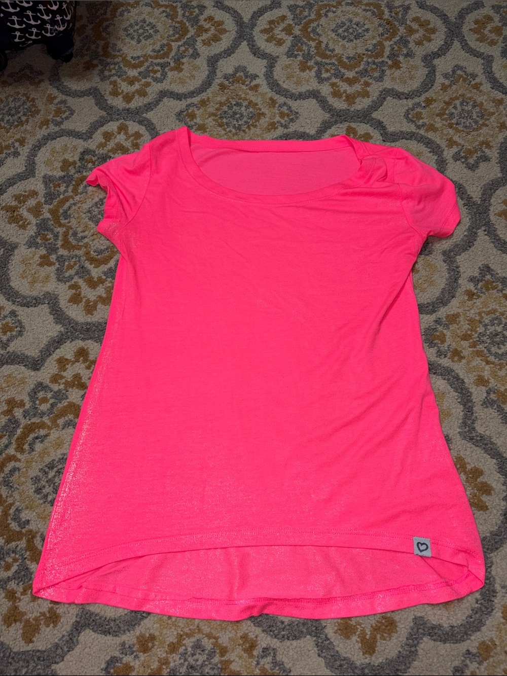 Neon pink shimmery short sleeve t-shirt